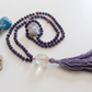 Mala collana da meditazione in Ciaroite , Pietra Guru Quarzo ialino, rame