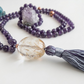 Mala collana da meditazione in Ciaroite , Pietra Guru Quarzo ialino, rame