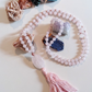 Mala in Quarzo rosa, Pietra Guru Quarzo rosa, Rame