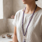 Mala collana da meditazione in Ciaroite , Pietra Guru Quarzo ialino, rame