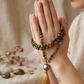 Mala con pietre dure naturali di Occhio di falco, Pietra guru Labradorite, Rame