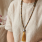 Mala con pietre dure naturali di Occhio di falco, Pietra guru Labradorite, Rame