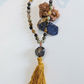 Mala con pietre dure naturali di Occhio di falco, Pietra guru Labradorite, Rame
