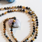 Mala con pietre dure naturali di Occhio di falco, Pietra guru Labradorite, Rame