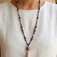 Mala artigianale con pietre naturali di Rodocrosite, Onice, Pietra Guru Lepidolite, Rame
