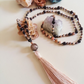 Mala artigianale con pietre naturali di Rodocrosite, Onice, Pietra Guru Lepidolite, Rame