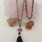 Mala 108 perle di Rodonite pizzo e Ematite, Pietra Guru Rodonite pizzo, Argento 925