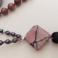 Mala 108 perle di Rodonite pizzo e Ematite, Pietra Guru Rodonite pizzo, Argento 925