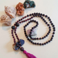 Mala per meditare in Pietra lavica, Lepidolite, Pietra Guru Lepidolite, rame