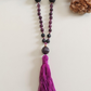 Mala per meditare in Pietra lavica, Lepidolite, Pietra Guru Lepidolite, rame