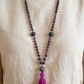 Mala per meditare in Pietra lavica, Lepidolite, Pietra Guru Lepidolite, rame