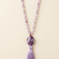 Mala da meditazione in Ametista lavanda, ametista, 108 perle, Perla Guru in ametista Chevron