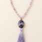 Mala da meditazione in Ametista lavanda, ametista, 108 perle, Perla Guru in ametista Chevron