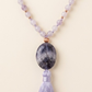 Mala da meditazione in Ametista lavanda, ametista, 108 perle, Perla Guru in ametista Chevron