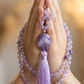 Mala da meditazione in Ametista lavanda, ametista, 108 perle, Perla Guru in ametista Chevron
