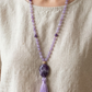Mala da meditazione in Ametista lavanda, ametista, 108 perle, Perla Guru in ametista Chevron