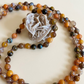 Mala fatta a mano con pietre dure naturali in Diaspro calabrone, Pietra Guru Agata, Rame