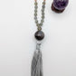 Mala 108 con pietre naturali di Labradorite, Pietra Guru Ametista, Rame
