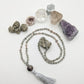 Mala 108 con pietre naturali di Labradorite, Pietra Guru Ametista, Rame