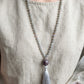 Mala 108 con pietre naturali di Labradorite, Pietra Guru Ametista, Rame
