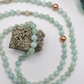 Mala 108 in Giadeite, Perla guru in Giadeite e Pietra di luna, rame