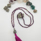Mala 108 con pietre naturali di Granato almandino, Labradorite, Pietra Guru Labradorite, Rame