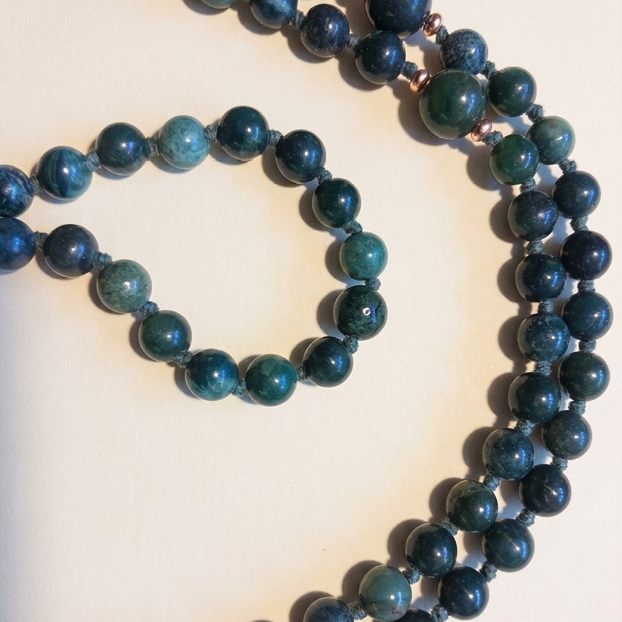 Mala in Agata muschiata, Pietra Guru Agata albero, Rame