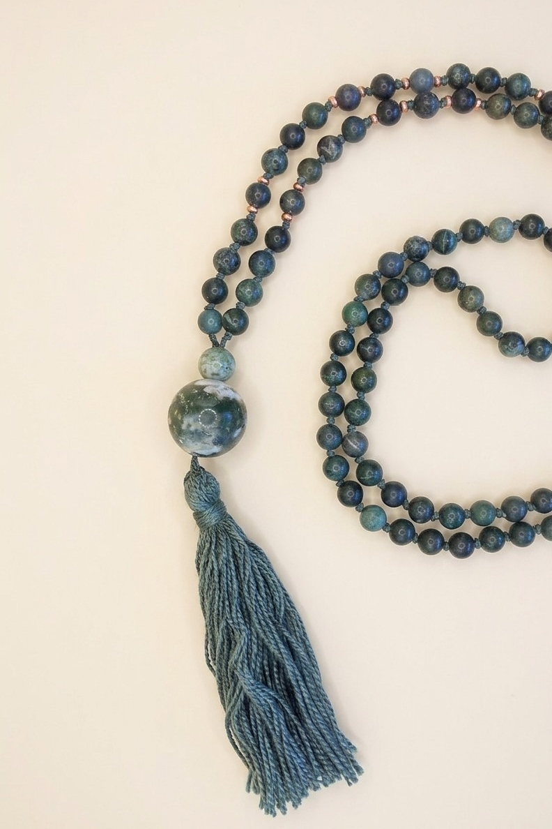 Mala in Agata muschiata, Pietra Guru Agata albero, Rame