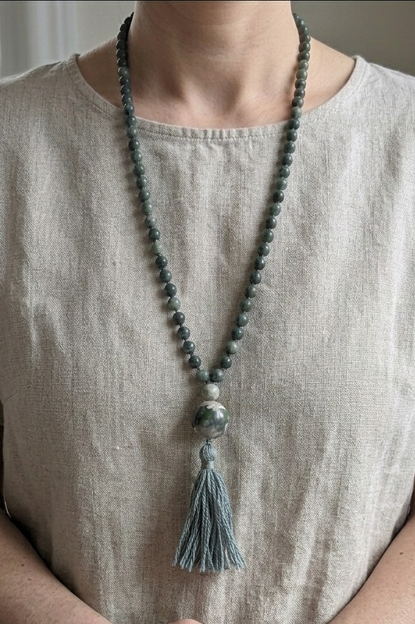 Mala in Agata muschiata, Pietra Guru Agata albero, Rame