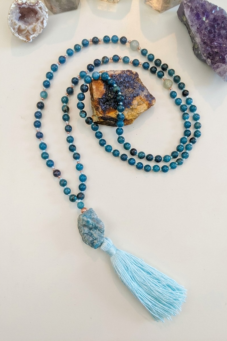 Mala per la pratica della meditazione in Apatite e Rame