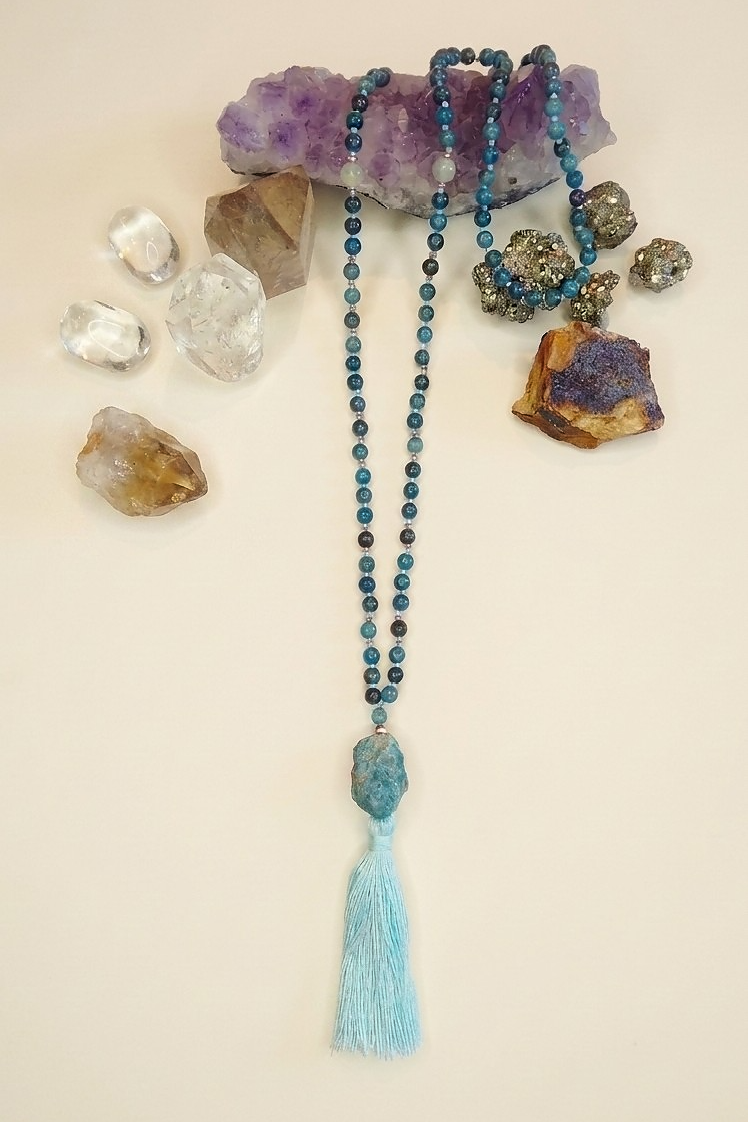 Mala per la pratica della meditazione in Apatite e Rame