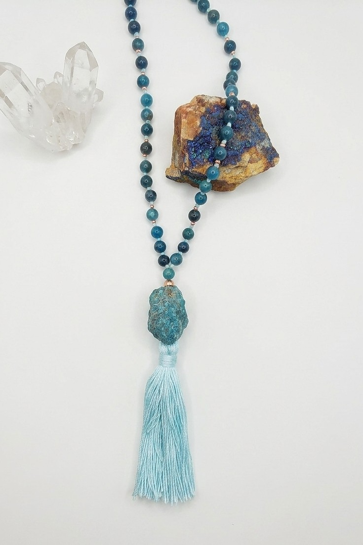Mala per la pratica della meditazione in Apatite e Rame