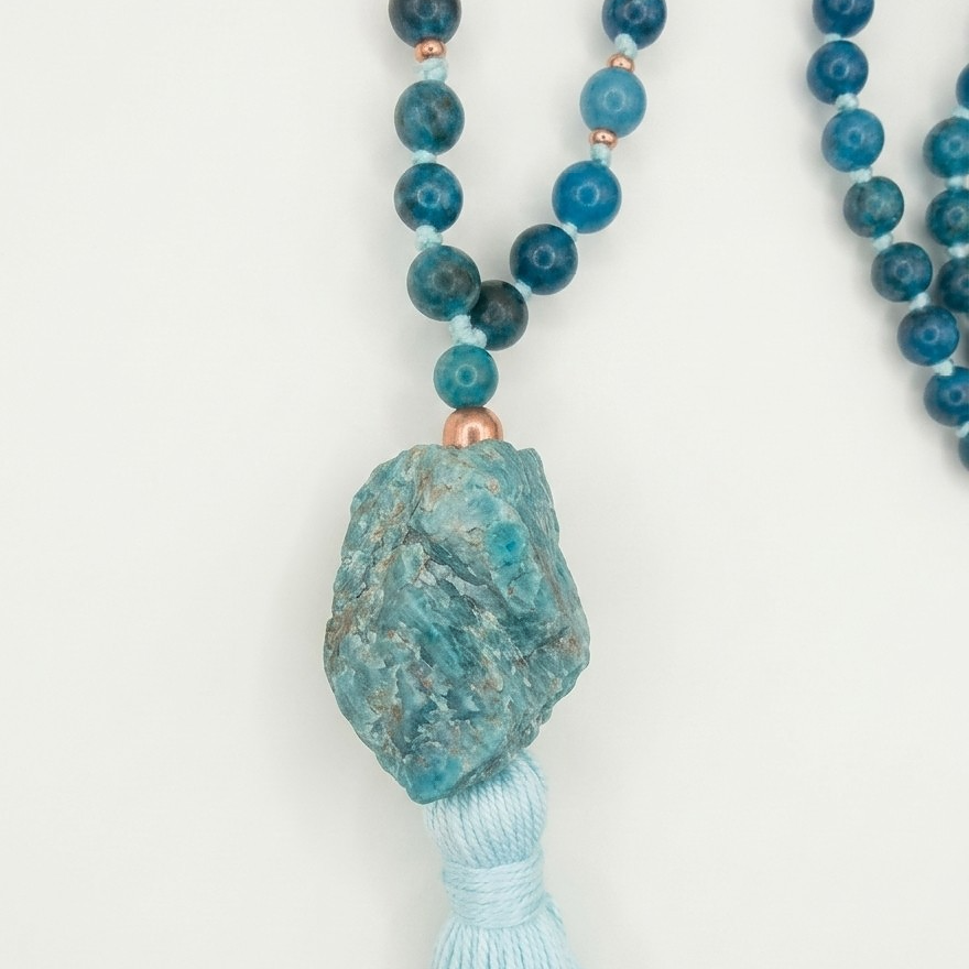 Mala per la pratica della meditazione in Apatite e Rame