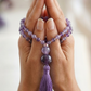 Mala da meditazione in Ametista Chevron, Perle Guru in Ametista lavanda e Ametista