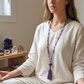 Mala da meditazione in Ametista Chevron, Perle Guru in Ametista lavanda e Ametista