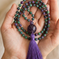 Mala con 108 perle di Zoisite, Pietra Guru Ametista, Rame