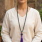 Mala con 108 perle di Zoisite, Pietra Guru Ametista, Rame