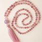 Mala in Opale rosa, Pietra Guru Quarzo rosa, Ametista lavanda, Rame