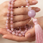 Mala in Opale rosa, Pietra Guru Quarzo rosa, Ametista lavanda, Rame