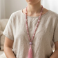 Mala in Opale rosa, Pietra Guru Quarzo rosa, Ametista lavanda, Rame