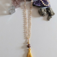Mala collana 108 perle Quarzo citrino, pietra guru Occhio di tigre, rame