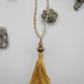 Mala collana 108 perle Quarzo citrino, pietra guru Occhio di tigre, rame