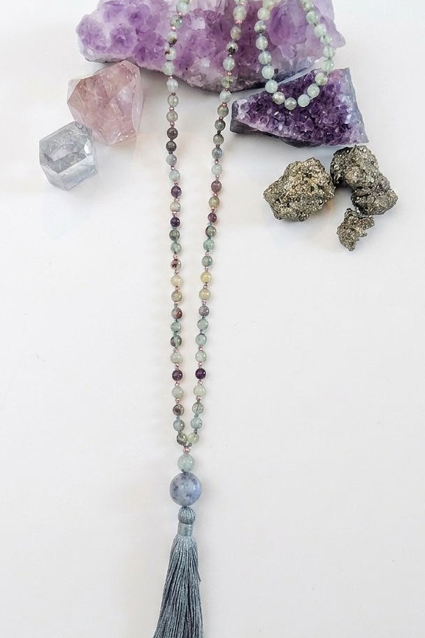 Mala in Prehnite, Pietra guru Agata muschiata, Rame