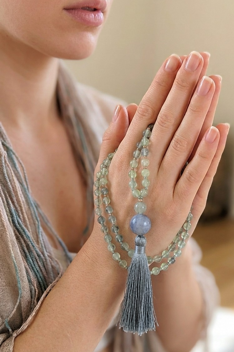 Mala in Prehnite, Pietra guru Agata muschiata, Rame