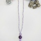 Mala da meditazione in Ametista lavanda 108 perle, Perla Guru in ametista e rame