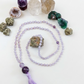 Mala da meditazione in Ametista lavanda 108 perle, Perla Guru in ametista e rame