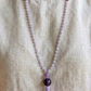 Mala da meditazione in Ametista lavanda 108 perle, Perla Guru in ametista e rame