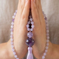 Mala da meditazione in Ametista lavanda 108 perle, Perla Guru in ametista e rame