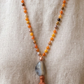 Mala fatta a mano con pietre dure naturali in Diaspro calabrone, Pietra Guru Agata Botswana, Rame