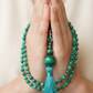 Mala 108 con pietre naturali di Malachite, Perla Guru Malachite